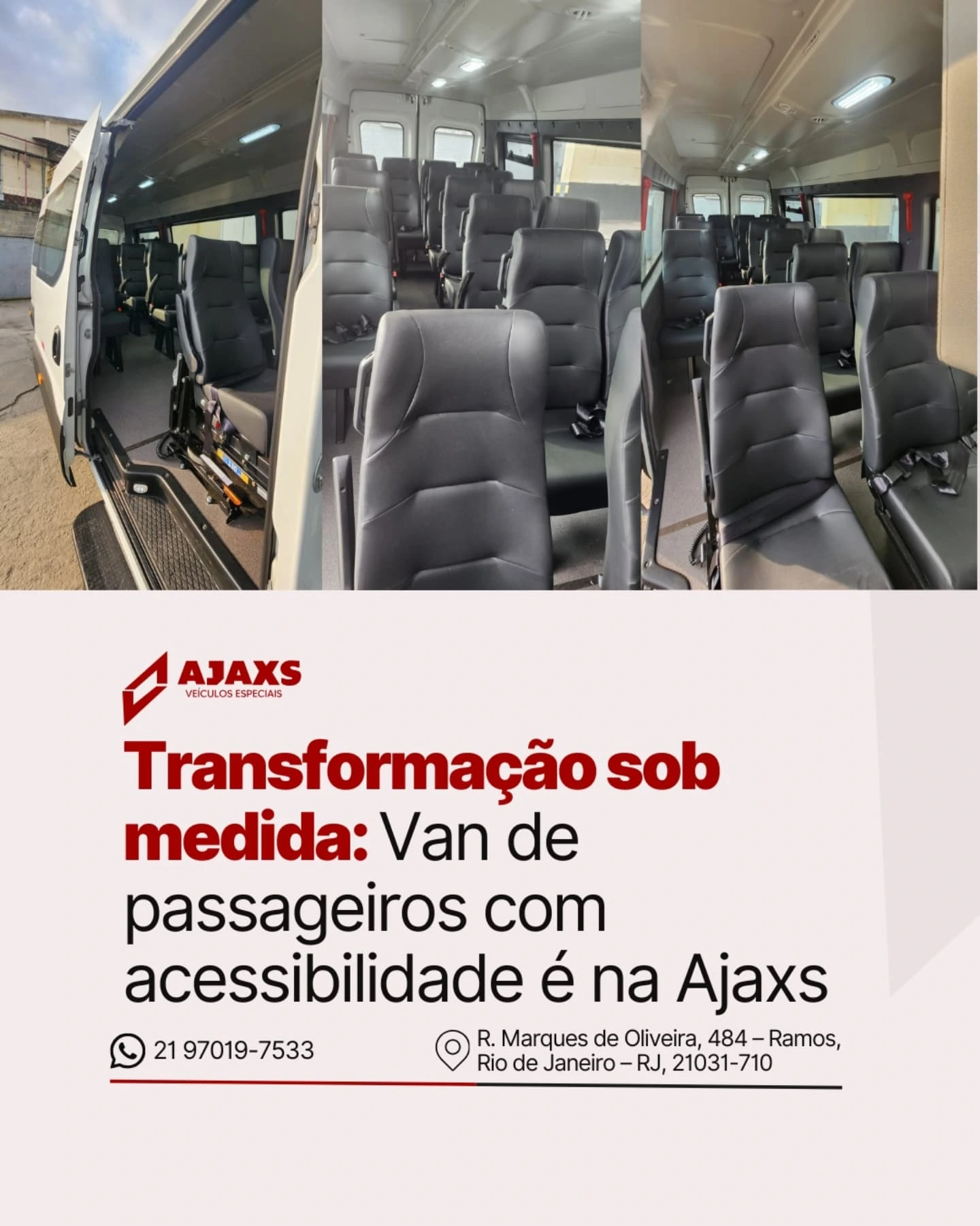 Transformação sob medida Van de passageiros com acessibilidade é na Ajaxs